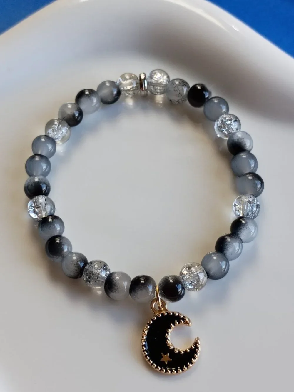 Midnight Moon Kids Bracelet, Handmade Beaded Bracelet, 5.5